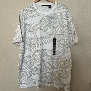 sean john shirt Snake Print All Over Wrap Around 2XL‎ NWT White Gold